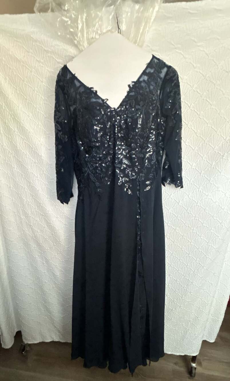 No brand Evening Dress Size 12 Navy Blue Lace Sequin Chiffon